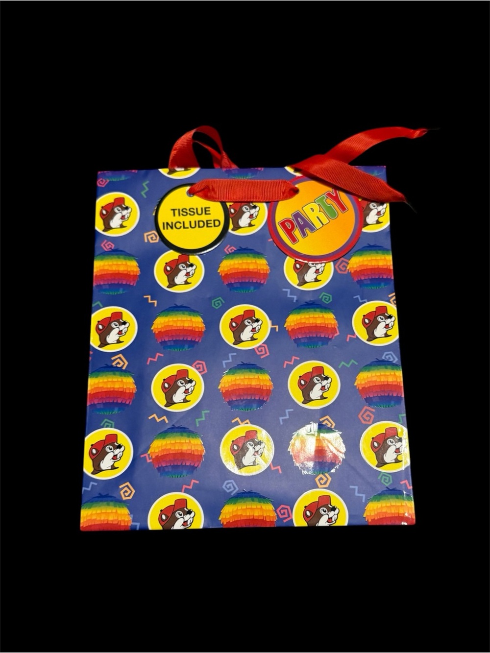 Buc-ee’s Piñata Party Gift Bag w/tissue paper and ribbon handles. New